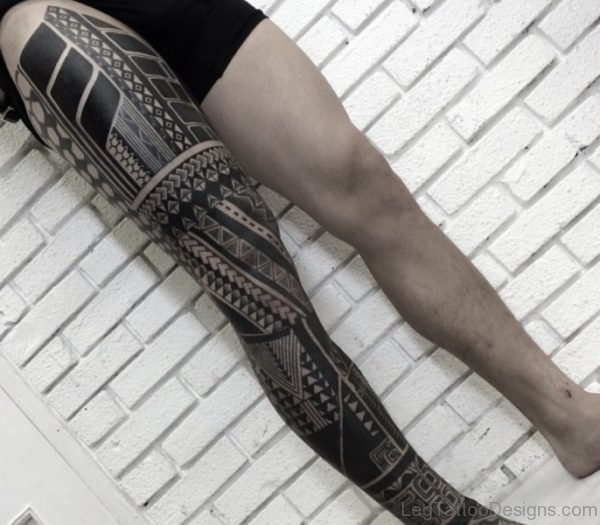 Fabulous Tribal Tattoo Design For Leg