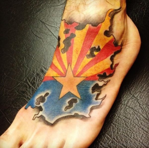 Falg Tattoo On Foot