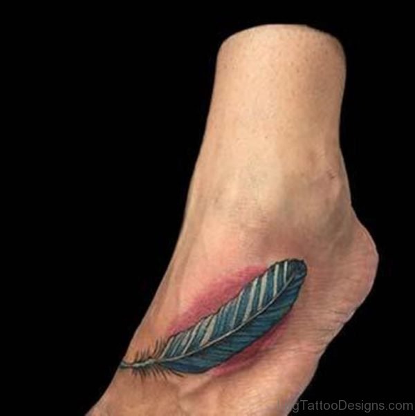 Fancy Feather Tattoo on foot