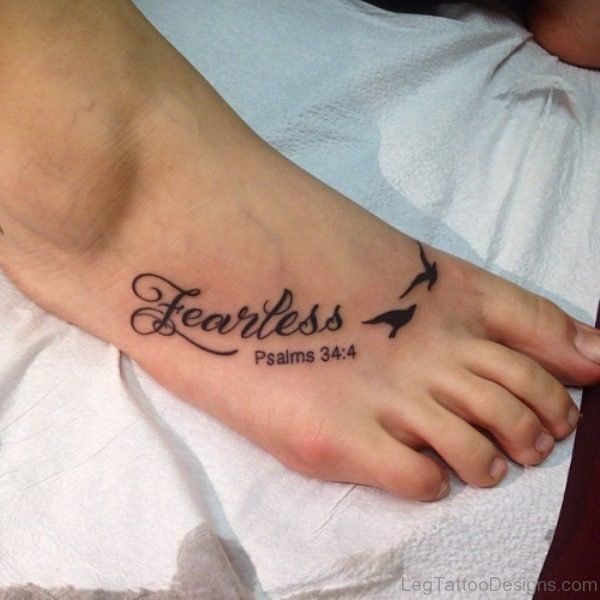 Fearless Bird Tattoo On Foot