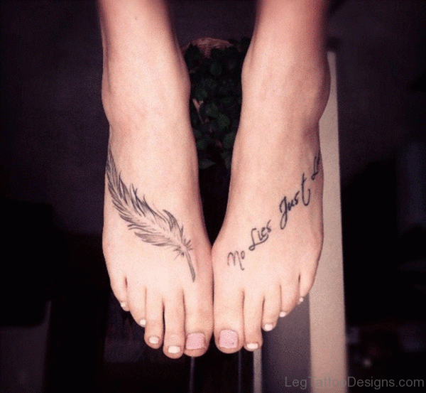 Feather And Quote Tattoo