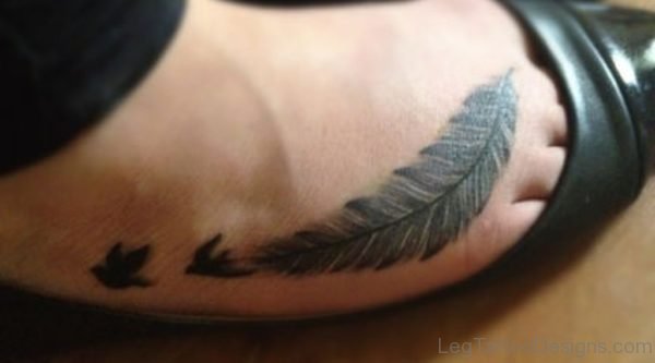 Feather And Two Birds Tattoo