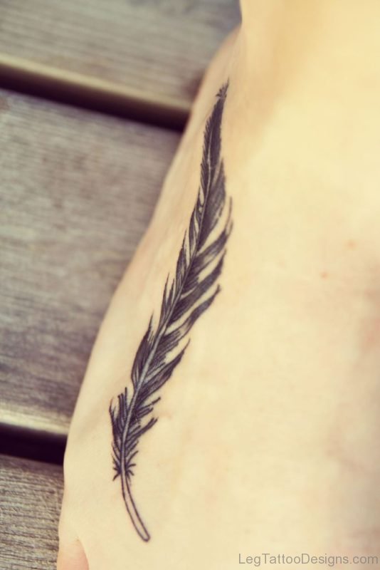 Feather Tattoo Design For Foot