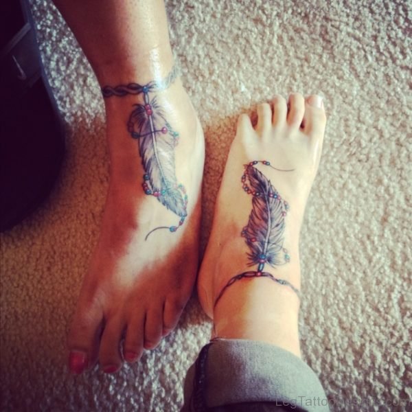 Feather Tattoo For Foots
