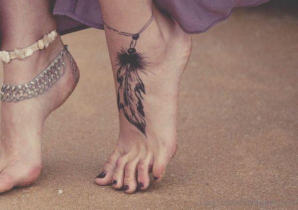 Feather Tattoo On Foot 1