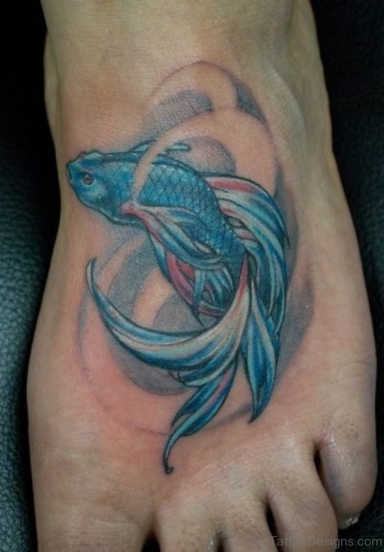 Fiish Tattoo Design On Foot