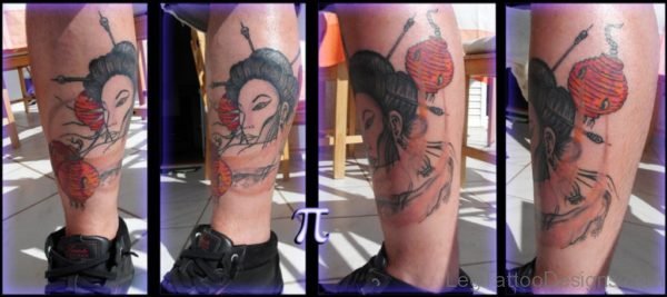 Fine Geisha Tattoo On Leg