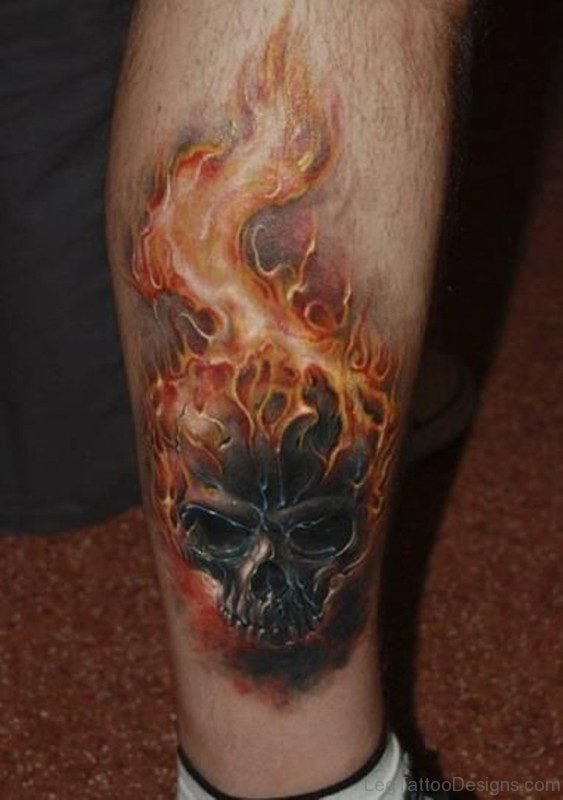 Flames Skull Tattoo