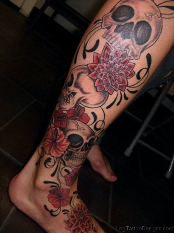 Flower And Skull Tattoo 1