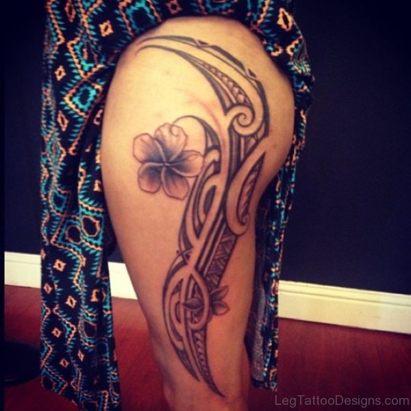 Flower And Tribal Tattoo