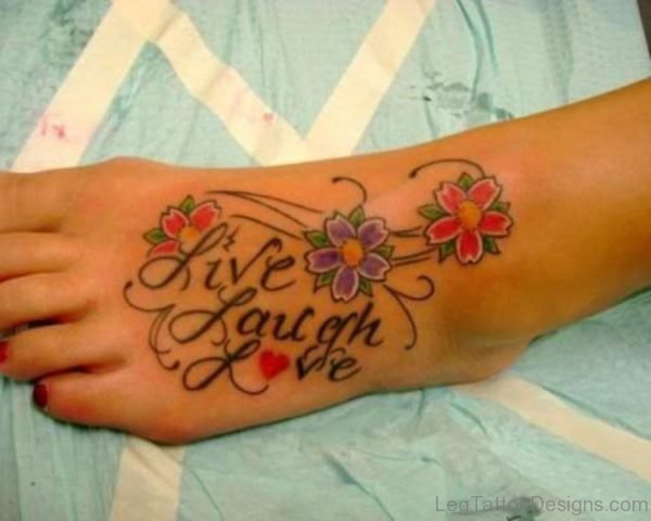 Flower And Wording Tattoo