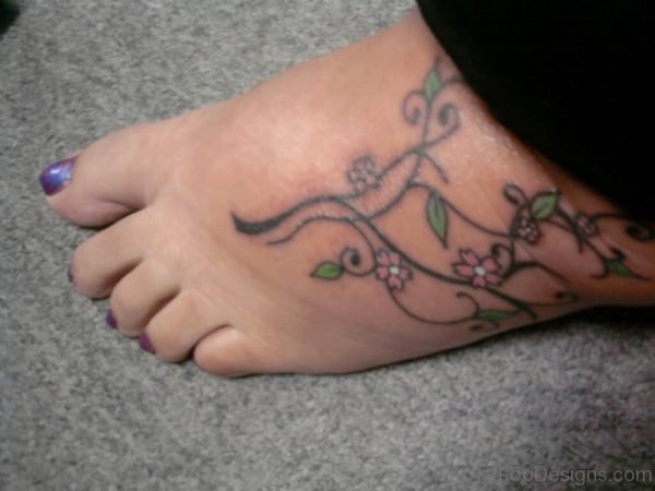 Flower Tattoo Design On Foot