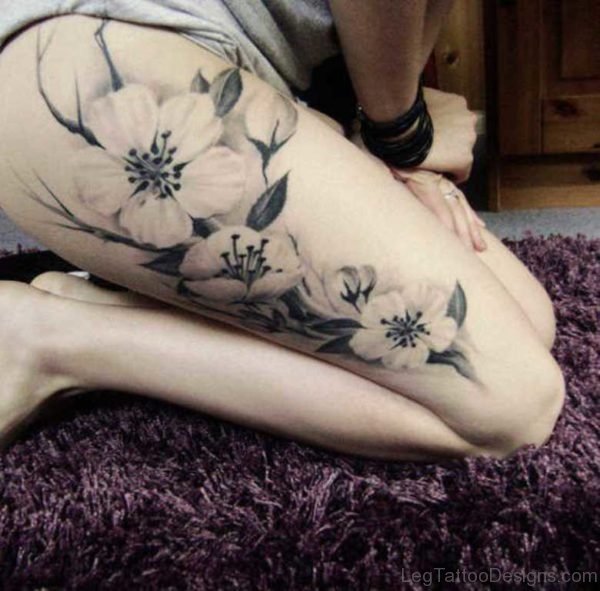 Flower Tattoo Design On Thigh