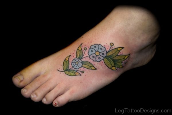 Flower Tattoo On Foot