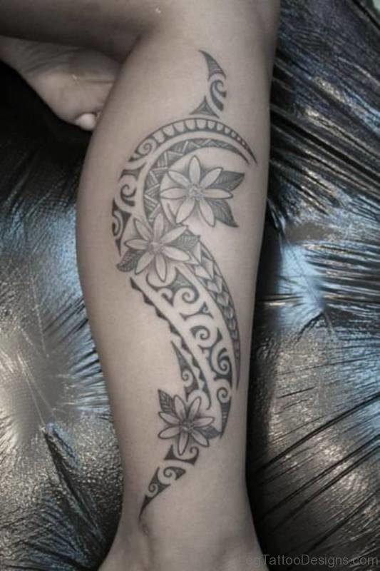 Flowers And Tribal Tattoo
