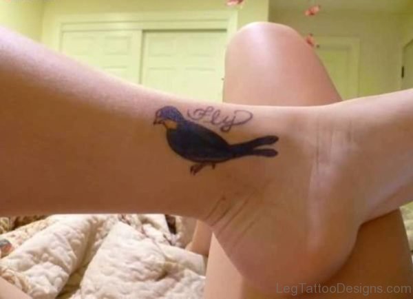 Fly Bird Tattoo On Leg