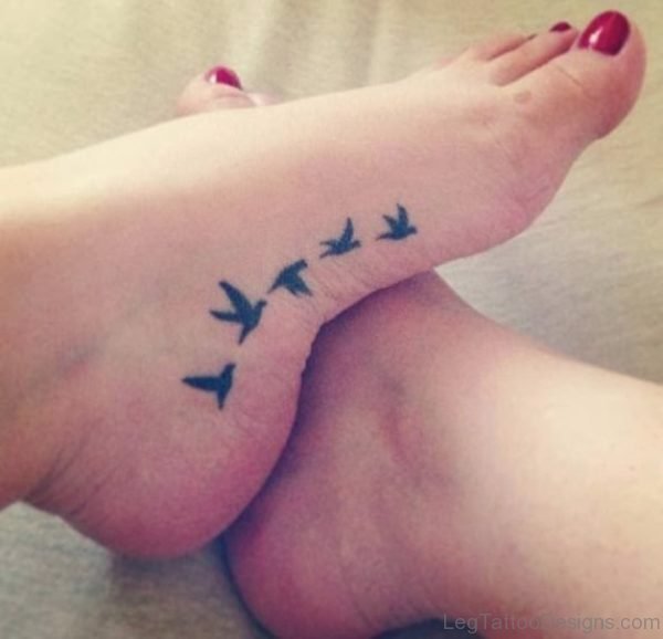 Flying Bird Tattoo Design On Foot
