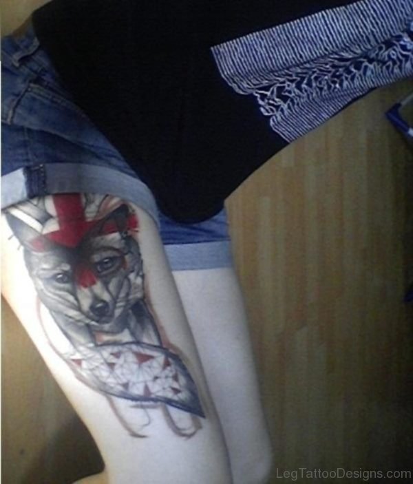 Fox Tattoo For Thigh