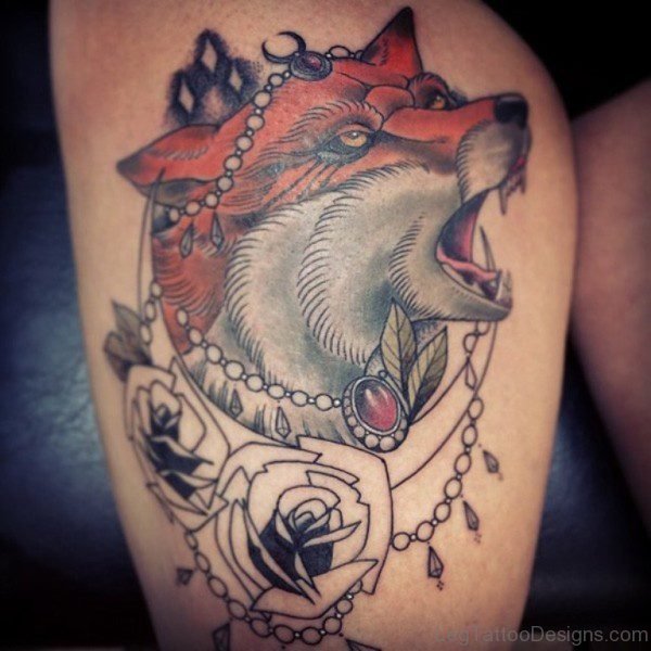 Fox Tattoo On Thigh 1