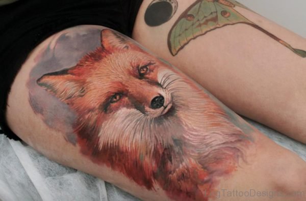 Fox Thigh Tattoo