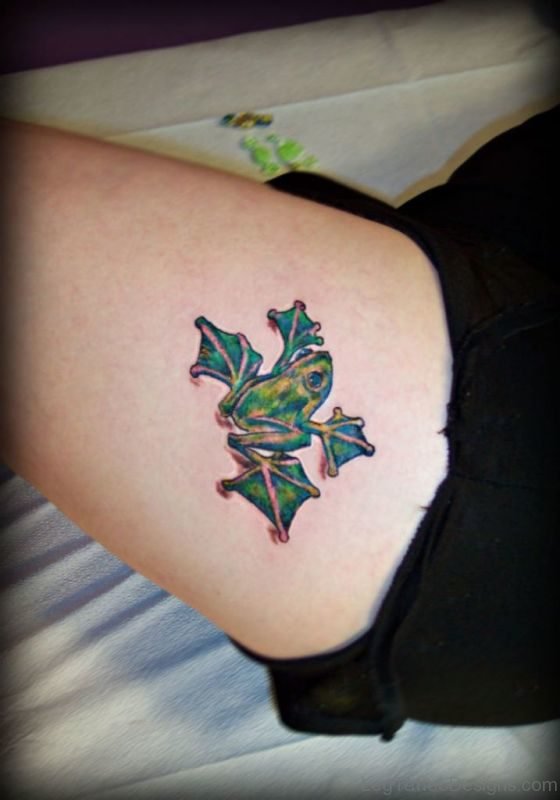 Frog Tattoo On Leg