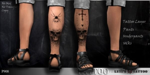 Front Leg Skull Tattoo Design