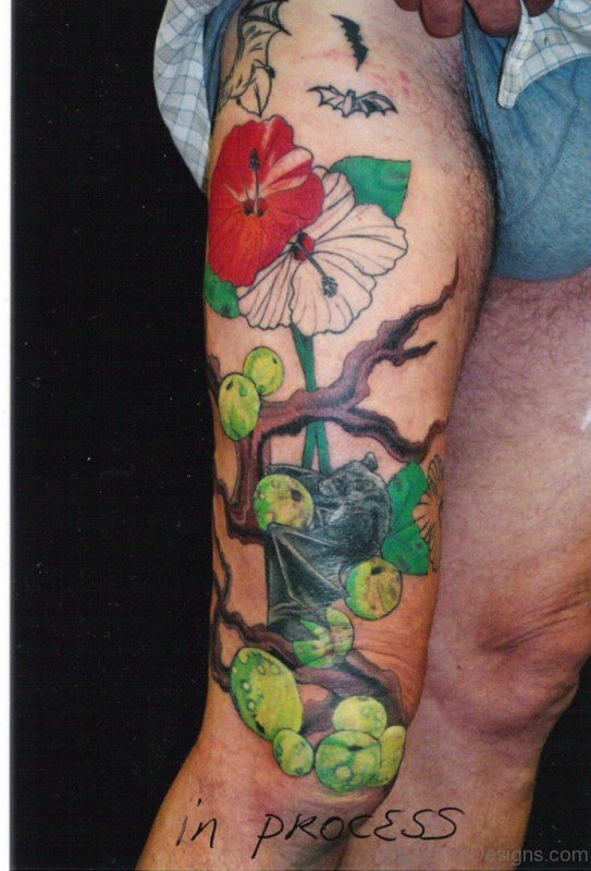 Fruit Tattoo On Thigh