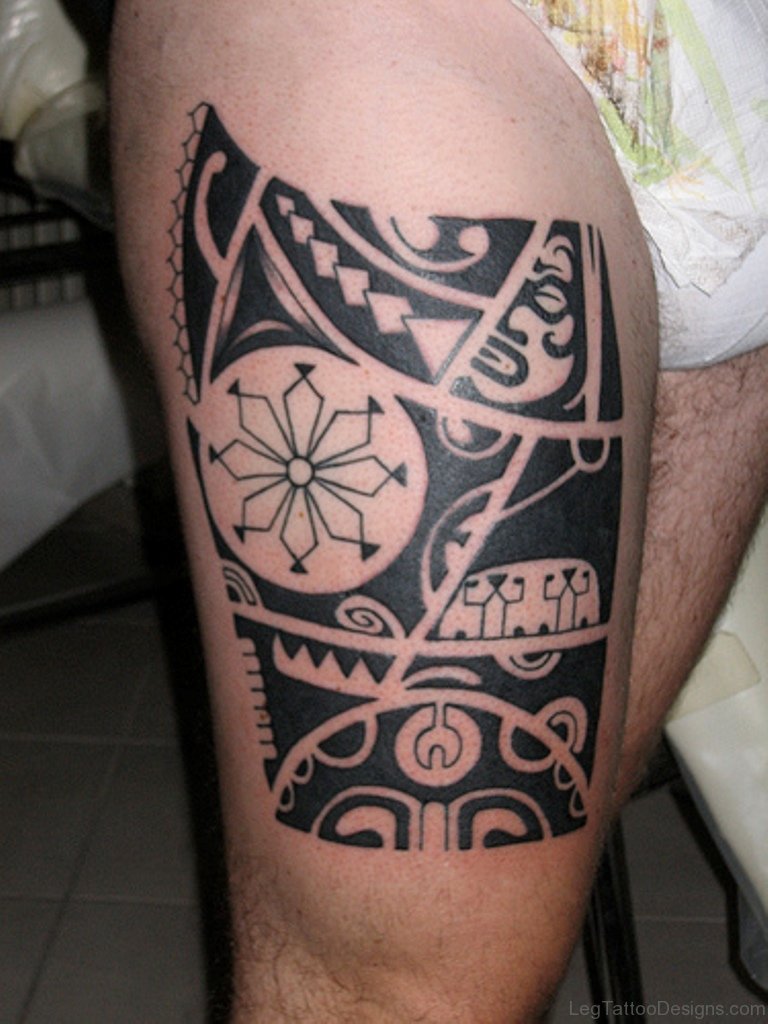 53 Fantastic Tribal Tattoos On Thigh