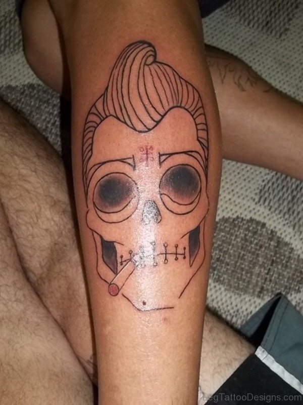 Funny Leg Skull Tattoo Design