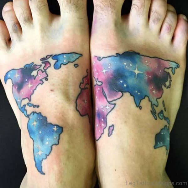 Galaxy World Map Tattoo