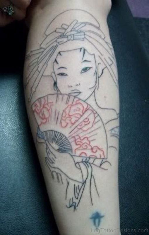 Geisha Tattoo Design on the Leg