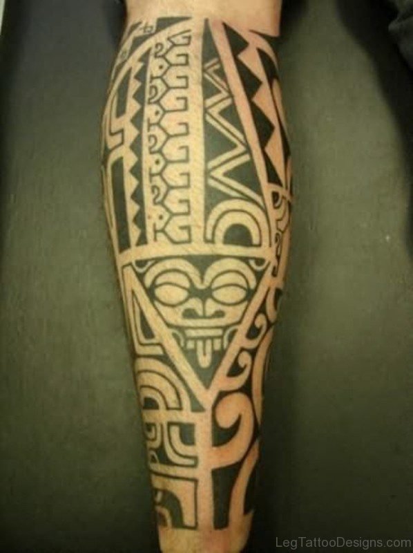Good Tribal Tattoo On Leg