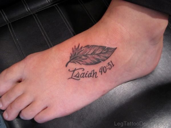 Great Looking Feather Tattoo on Foot