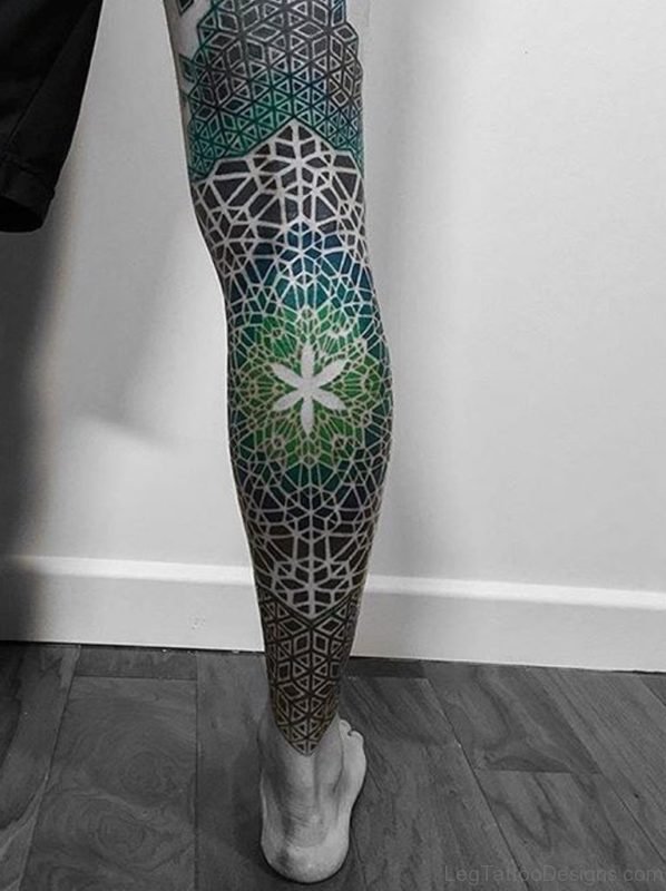 Green Ink Mandala Tattoo
