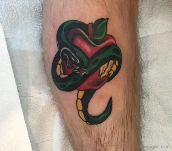 Green Ink Snake Tattoo
