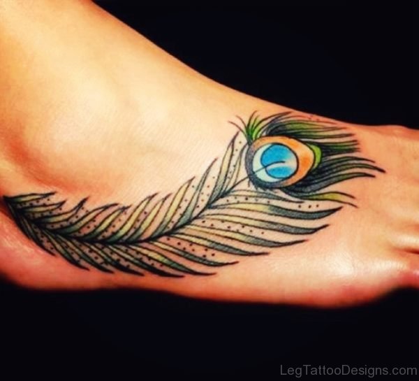 Green Peacock Feather Tattoo 