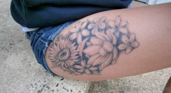 Grey Flowers Tattoo