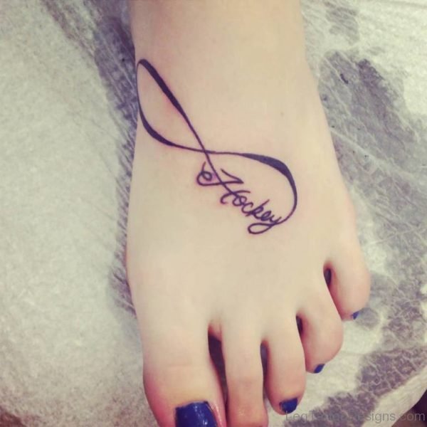 Hockey Infinity Tattoo On Girl Left Foot