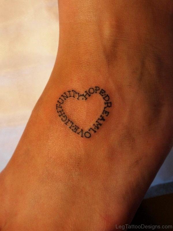 Hope Heart Tattoo On Foot