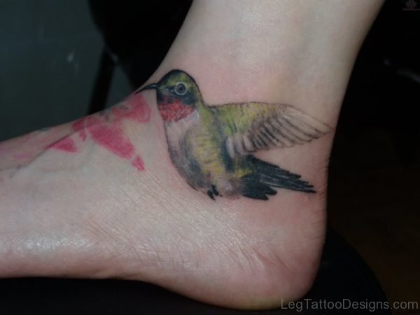 Hummingbird Tattoo On Foot