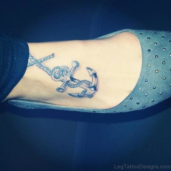Impressive Anchor Tattoo On Foot