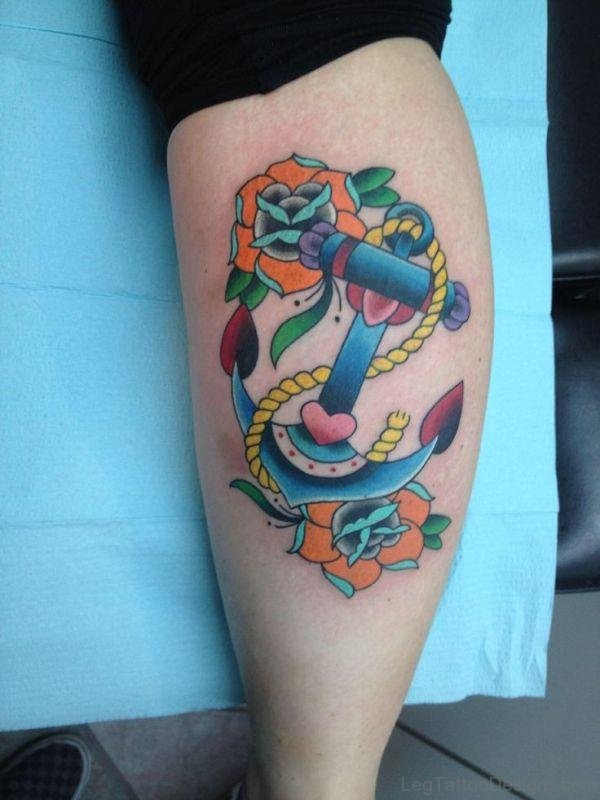Impressive Anchor Tattoo On Leg