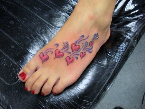 Impressive Heart Tattoo On Foot