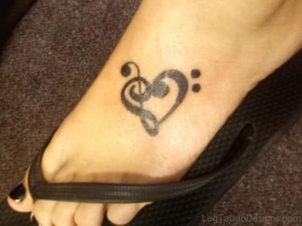 Impressive Musical Note Tattoo On Foot 