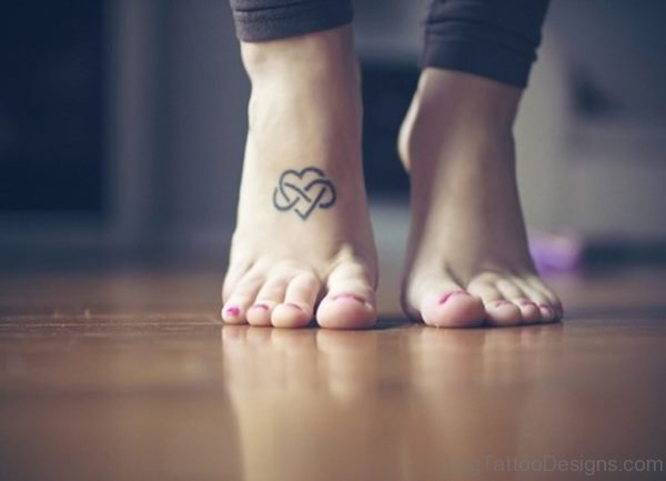 Infinity Heart Tattoo On Girl Foot