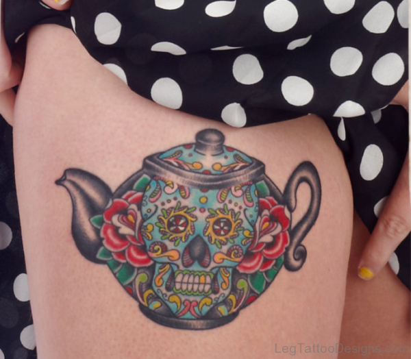 Kettle Tattoo On Thigh