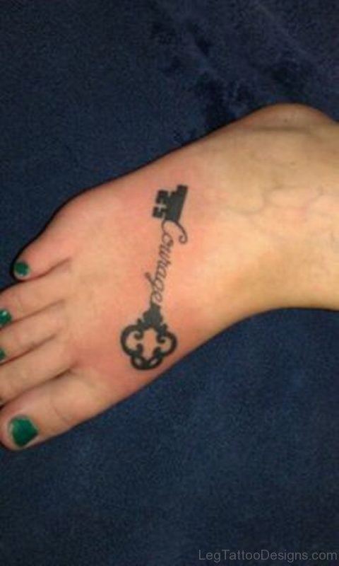 Key Tattoo On Foot