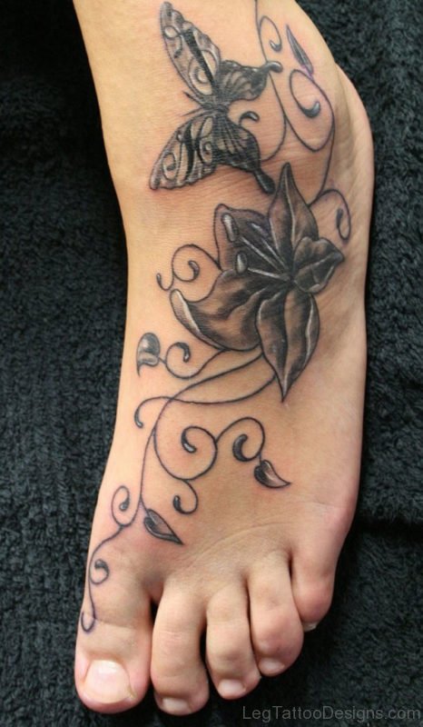 Lily Flower Tattoo On Ankle 