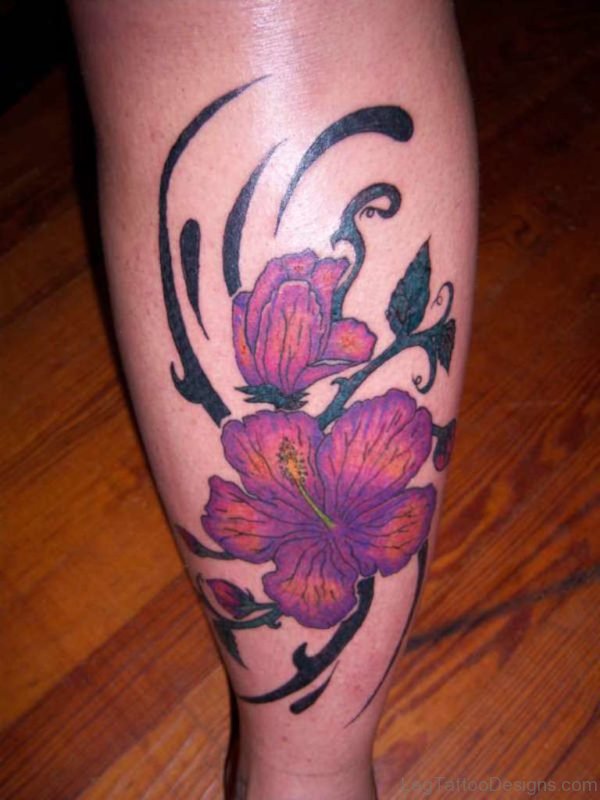 Lily Flower Tattoo On Leg
