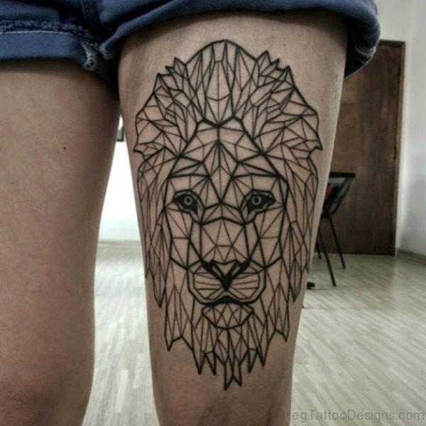 Lion Face Tattoo Design On Thigh